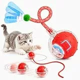 EXTFANS Interaktives Katzenspielzeug Ball, Katzenball Elektrisch mit 2 Schwanz, 3 Modi & 360° Unregelmäßige Bewegung, USB Wiederaufladbar, Geräuscharm, Automatisches Katzenspielzeug für Wohnungskatzen