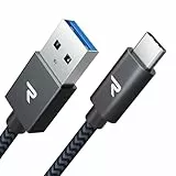 RAMPOW USB C Kabel, 3A Schnellladekabel USB 3.0 & QC 3.0, Ladekabel USB C, Datenkabel USB-C für iPhone 17 Pro Max, iPhone Air, iPhone 16/15 Pro Max, Samsung Galaxy S22/S21/S20/Note10-2M/Grau, Nylon