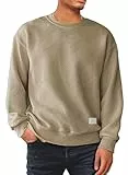 Meilicloth Herren Sweatshirt Raglan Sweat Langarm Crew Neck Casual Pullover Braun M