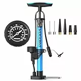 VOGORA Fahrradpumpe alle Ventile, Luftpumpe Fahrrad Französische Ventile mit Manometer, Fahrrad zubehör Pumpe Luft Standpumpe für Ball