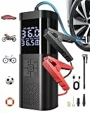 TEMOLA Starthilfe Powerbank für Pkw mit Kompressor, 14.8V 6000mAh Akku Kompressor 150PSI, Elektrische Luftpumpe, Auto Starthilfe Powerbank mit Starthilfekabel & Notfall-LED-Licht