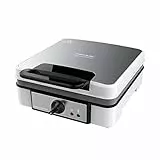 Cecotec Elektrisches Waffeleisen Fun Gofrestone 4Inox. 1200 W, Edelstahl, 4 Waffeln gleichzeitig, Antihaftbeschichtung Rockstone, einstellbare Temperatur