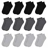 Libella 12 Paar Sneaker Socken Jungen/Mädchen Kurzsocken Füßlinge schwarz und grau 80% Baumwolle 2864 27-30