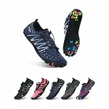 Wasserschuhe Herren Strandschuhe Damen Schwimmschuhe Unisex Schnell Trocknend Aquaschuhe rutschfest Surfschuhe Barfuß Badeschuhe für Gehen,Yoga,Bootfahren(Blau,EU43)