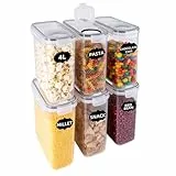 Generisch 6er Vorratsdosen 4L Lebensmittel Aufbewahrung mit Deckel Luftdicht und Etiketten Vorratsbehälter Kellogs Aufbewahrungsbehält BPA freie Küche Organizer für Nudeln Müslidosen Reis Mehl Hafer