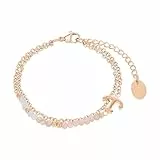 s.Oliver Armband für Damen mit Anker Anhänger, Glas / Edelstahl, IP Rose, 16-20 cm