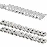 hb-digital Patchpanel 24 Port 1HE Netzwerk Patchfeld mit 24x CAT 7 Keystone Modulen RJ45 Buchsen für Ethernet LAN Kabel 10 Gbit geeignet 19 Zoll Rackmontage Netzwerkschrank - Hellgrau