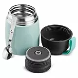 Noxtioanip Thermobehälter für Essen 450ml, Edelstahl Warmhaltebehälter Speisegefäß, Thermo Lunchbox, Suppenbehälter Auslaufsicher mit Klappbarem Löffel, für Mahlzeiten, Suppe, Mittagessen