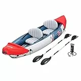 Bestway Hydro Force Kajak-Set Rapid X2, 321 x 100 x 44 cm, 2 Personen, 220 kg Belastbarkeit, Inflata-Shield Material, 3 Luftkammern, inklusive Paddel, Pumpe, Tragetasche, TÜV SÜD GS-Zertifiziert