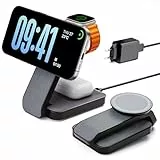 Eazpower 3 In 1 Magsafe Ladestation für Apple Watch und iPhone Faltbar, iPhone Ladestation Magsafe Ladegerät Charging Station für Phone 17 16 15 14 13 12 Pro Max - Schwarz