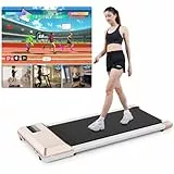 DeerRun Walking Pad Leise 2 in 1, Laufband für Zuhause MAX 136kg, Laufband Schreibtisch APP Steuerung mit KI-Begleitung, Multiplayer-Rennfunktion Laufbänder