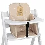 Sitzverkleinerer für Hochstuhl Baby Sitzkissen Stuhl - Kinder Sitzauflage für Hauck und Stokke Kinderhochstuhl High Chair Cover für Kinderstuhl Babystuhl und Hochstühle Beige mit Weiß Sternen