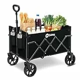 Sekey Bollerwagen Faltbar Klein 80KG, Handwagen Klappbar, Faltbarer Einkaufswagen Campingwagen mit Höhenverstellbarem Griff, Leicht & Platzsparend & Stabil, Mini 4029, Schwarz