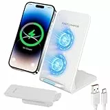 Schnelles, kabelloses Induktionsladegerät für iPhone 15 14 13 12 11 Pro Max Galaxy S25 S24 S23 S22 Google Xiaomi etc. 15 W Ladestation, kompatibel mit iPhone und Android (weiß)