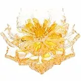 Cabilock Kristall Lotusblume Gelb Dekorative Glas Skulptur für Wohnzimmer und Büro Feng Shui Lotusfigur als Tischdekoration und Briefbeschwerer