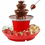 Schokobrunnen Edelstahl Dreistufig,Schokobrunnen Schokolade mit Schmelzfunktion,Elektrischer Schokoladenbrunnen mit 35 W,200g Fassungsvermögen für Party,Geburtstag & Hochzeit