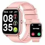 Smartwatch Damen Herren,1.83'HD Touchscreen, 20 Tage Akkulaufzeit, Fitnessuhr mit Pulsuhr Schlafmonito Schrittzähler, Bluetooth Anruffunktion, 112+ Sportmodi, IP68 Wasserdicht für iOS/Android, Rosa