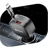 Zigarettenanzünder USB C, SONRU 84W Auto Ladegerät Einziehbares KFZ Ladegerät USB Schnellladegerät Handy 12V USB C Ladekabel Auto Adapter für iPhone 16 15 14, iPad, Samsung Galaxy S25 S24