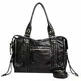 GSenhui Nieten Tragetasche Damen Groß Slouchy Handtasche Vintage Tasche Gross City Tote Bag Y2k Schultertasche Punk-stil Ledertasche Schwarz