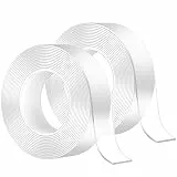 2 Rollen Doppelseitiges Klebeband Extra Stark, 20M Multifunktionales Wiederverwendbares, Spurloses Waschbares Transparent Nano Klebeband, Für Teppich, Küche, Party, Foto-Poster Doppelklebeband.