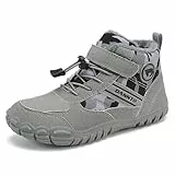 DANNTO Kinder Winterschuhe Winter Barfußschuhe Jungen Mädchen Winterstiefel Warm Gefüttert Schneestiefel(Grau,Gr.35)