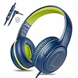 Kinder Kopfhörer für die Schule Kleinkind verkabelt mit Mikrofon Plug in Bulk Jungen Headset Mädchen 3+ Jahr alt Blau Grün Shareport Telefone Teen Lautstärkeregler Flugzeug Zwei Kinder Babys Over Ear