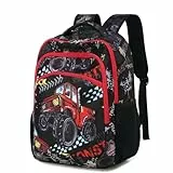 LOIDOU Schulrucksack Jungen Kinder Rucksack Schulrucksack Mädchen Kinderrucksack leicht, kindgerecht Kinder Rucksäcke Schule Geschenke Freizeit (Großradfahrzeug)
