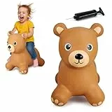 JAMARA 466001 Hüpftier Bär HoppyDoo - Spielzeug für Kinder, Hüpfspielzeug Baby Indoor/Outdoor, Geschenk für Kids, Gartenspielzeug, Bouncing, Pflegeleicht, BPA frei, mit Pumpe