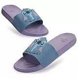 Disney Zehentrenner Badelatschen Kinder mit 3D-Desig, Schlappen für Strand, Schwimmbad - Geschenke für Mädchen (Lila/Blau Stitch, 30-31 EU)