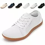 ASHION Breite Barfuss Schuhe Damen Herren Barfußschuhe Minimalistische Traillaufschuhe Running Walking Schuhe,B Weiß Braun 37 EU