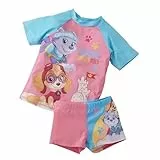 United Labels Paw Patrol Badeanzug zweiteilig UV Schutz 50+ für Mädchen, Rosa, 122-128, Badebekleidung Kinder mit Shirt und Hose, Bademode