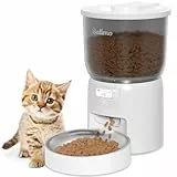 Balimo Futterautomat Katze 3L, Katzenfutter Automat mit Programmierbarer Timer, Futterautomaten für Katzen und Hunde,1 bis 6 Mahlzeiten pro Tag, mit Edelstahlschüssel, Weiß