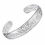 Armbänder, Damen 925 Sterling Silber Lünette Hohle Manschette Armreif Offenes Armband Schmuck Geschenk Professional und Fashion