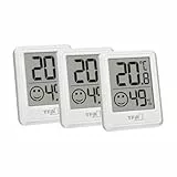 TFA Dostmann Digitales Mini Luftfeuchtigkeitsmesser Innen 3er Set, 30.5060.02.03, Raumthermometer, Hygrometer, Feuchtigkeit und Temperatur messen, zur Raumklimakontrolle, inkl Batterie, weiß