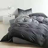 Soifox Bettwäsche 135x200 Grau Bettgarnitur - Bettwäsche Sets Microfaser Bettbezug 135 x 200cm mit Kissenbezug Bügelfrei & Knitterfrei Modern Deckenbezug mit Reißverschluss