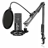 FIFINE Streaming Mikrofon PC mit Arm, USB Mikrofon PS4 PS5 MAC, Popfilter, Shock Mount, für Gaming Podcast Studio