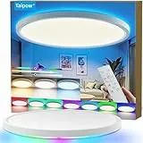Taipow Led Deckenleuchte RGB Farbwechsel, Deckenlampe Dimmbar mit Fernbedienung 24W Rund 3000K-6500K für Küche Jugendzimmer Schlafzimmer Badezimmer Wohnzimmer Kinderzimmer - Ø30cm