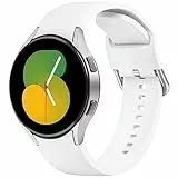 Tobfit für Samsung Galaxy Watch 6 Armband, Galaxy Watch 5/Watch 4 Armband 40mm 44mm, Galaxy Watch 5 pro Armband 45mm, 20mm Silikon Sport Ersatzarmband für Samsung Galaxy Watch 6/Watch 4 Classic (Weiß)