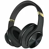 DOQAUS Kopfhörer Kabellos Bluetooth,Bis zu 90 Std HiFi Stereo Kopfhörer Over Ear mit 3 EQ-Modi,Bluetooth Headset mit Mikrofon&Weiche Ohrpolster für Reisen/Büro/Handy/PC-Schwarzes&Gold
