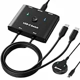 USB C Switch 2 PC 8K@60Hz 2 in 1 USB-C Switch, MLEEDA Typ C KVM-Switches für 2 Laptops teilen 1 Monitor oder Docking Station, mit 2 USB3.1 Gen2*2 Kabeln und Desktop-Controller