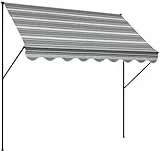 Angerer Klemmmarkise Exklusiv mit Handkurbel, Terrasse/Balkon, einfache Montage ohne Bohren, Made in Germany, hochwertiger Stoff, UV-beständig, höhenverstellbar, wasserabweisend, 300 cm Grau