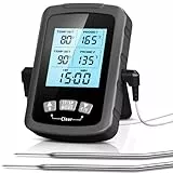 CIRYCASE Fleischthermometer Digital, Schnell & Präzise Ablesbares Ofenthermometer mit Zwei 16,3cm Edelstahlsonden, Grillthermometer mit Auto ON/OFF, Timer & LCD Bildschirm, für Kochen, BBQ, Küche