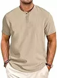 Meilicloth Leinen Shirt Herren Leinenhemd Kurzarm Hemd Henley Shirt Leinen Sommer T Shirt Freizeithemd Kurz Strandhemd Sommerhemd Oberteil Sommer Herren Strand Hawaii Hemd Männer Rauchgrau M
