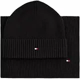 Tommy Hilfiger Herren Geschenk-Set Flag Schal und Mütze, Schwarz (Black), Einheitsgröße