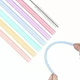 6 Stück Silikon Strohhalme Wiederverwendbares Silicone Straws Farbiges Trinkhalm Set für für Säfte, Cocktails, Milch, Kaffee mit Reinigungsbürste
