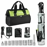 WORKPRO Elektrische Ratschenschlüssel Set, 12V Akku-Ratsche, 3/8', 55 Nm, Kabelloser Ratschenschrauber mit 1 x 2,0 Ah Akku, LED-Licht, inkl. 9 Stecknüsse, Aufbewahrungstasche, Ladegerät