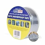 ADHES Butylband Dichtungsbänder Silber Aluminiumfolie Tape Wasserfestes Klebeband Reperaturband für Dach, Wohnwagen, Flachdach, 50mm x 5m