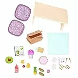 Lori Picknick Set, Zubehör für 15 cm Mini Puppen – Puppenzubehör mit Accessoires, Tisch, Sitzkissen, Essen und mehr – Spielzeug für Kinder ab 3 Jahre