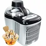 Gino Gelati Selbstkühlende Eismaschine Jalis Speiseeismaschine Eisbereiter, Silber/Schwarz, Edelstahl, 90 Watt, für Zuhause, mit Kompressor, Frozen Yogurt Maschine