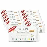 Eco by Naty plastikfreie Baby Feuchttücher unparfümiert - 100 % kompostierbare und pflanzliche Tücher, gut für Babys und die empfindliche Haut von Neugeborenen (12 x 56 | 672 Stück)